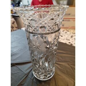 Frosted And Clear Glass Floral Vase
